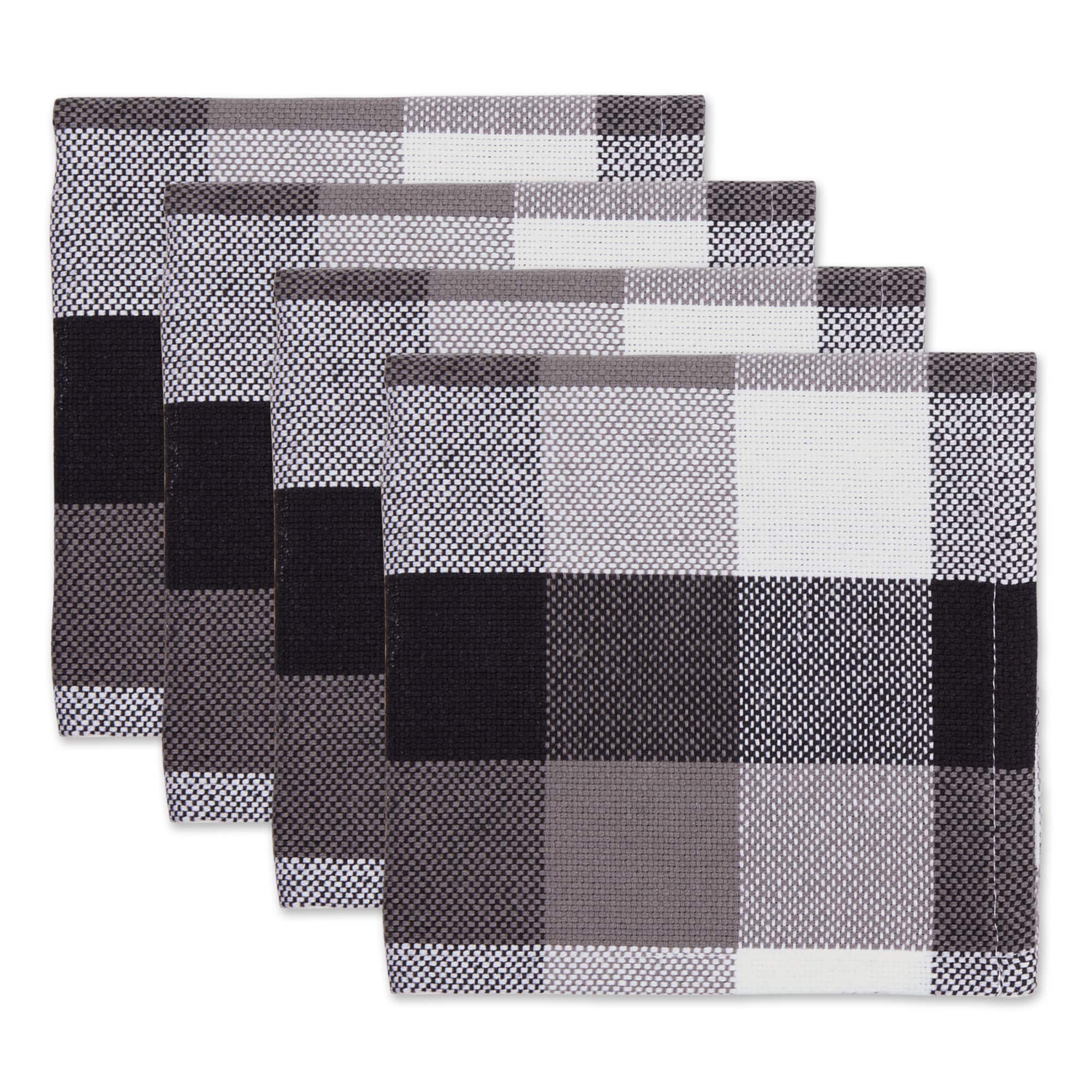 DII® Black Tri Color Check Dishcloth Set, 4ct.